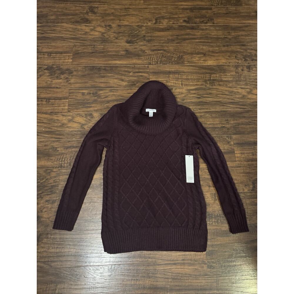 Calvin Klein Knit Sweater Women’s Cow Neck Maroon Turtleneck NWT Size S